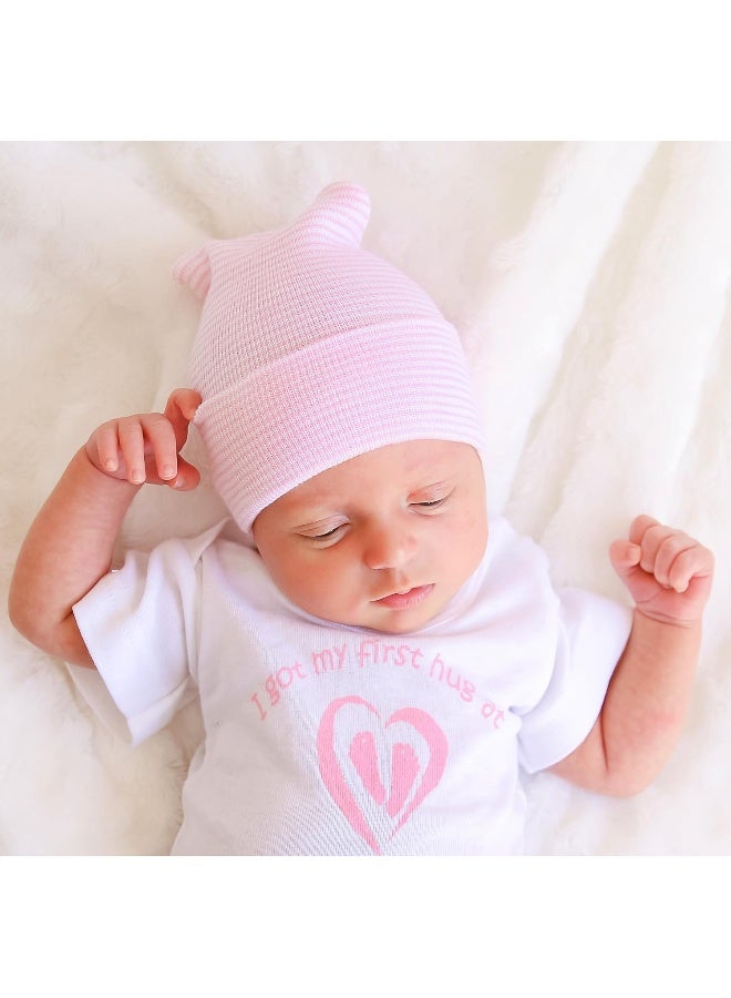 Nurses Choice 5 Piece Hospital Hat & Mitten Set for Newborn Baby (Girl) - Image 3